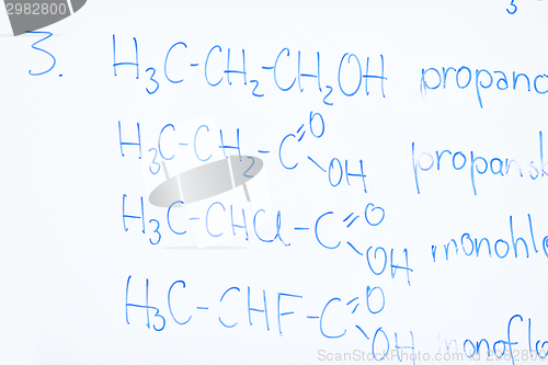 Image of chemical molecule structure on white boar