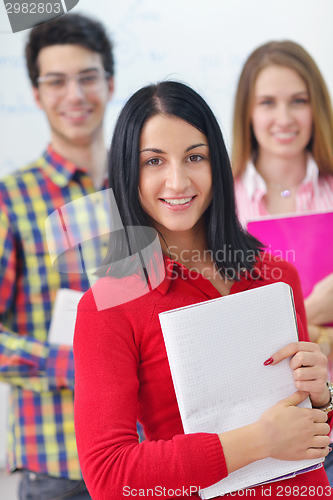 Image of happy teens group in school