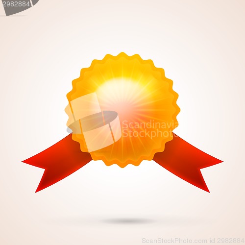 Image of Vector illustration of gold shiny medal