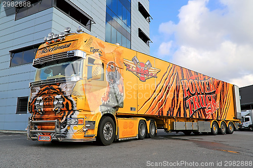 Image of Scania R620 Show Truck Tiger at a Warehouse