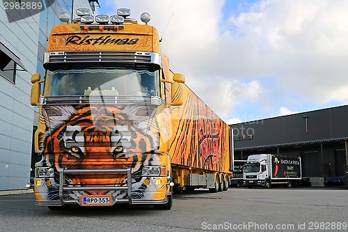 Image of Scania R620 Show Truck Tiger at a Warehouse