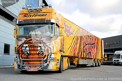 Image of Scania R620 Show Truck Tiger at a Warehouse