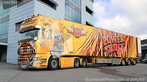 Image of Scania R620 Show Truck Tiger at a Warehouse