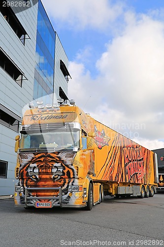 Image of Scania R620 Show Truck Tiger at a Warehouse