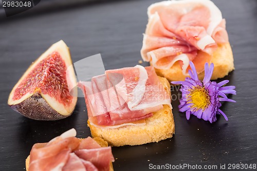 Image of Slices of figs in Prosciutto
