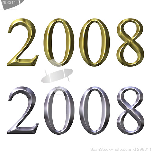 Image of Year of 2008 in 3D Silver and Gold