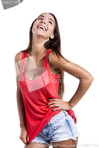 Image of Beautiful woman laughing