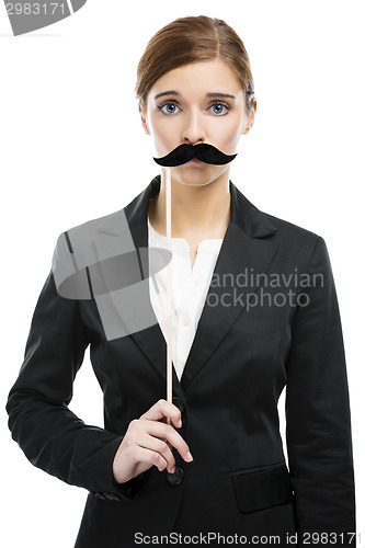 Image of Beautiful woman with a moustache