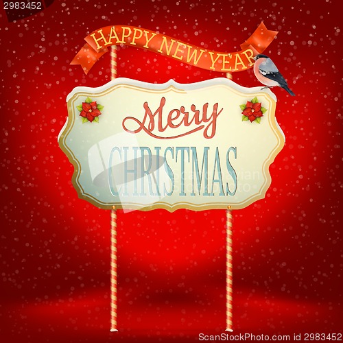 Image of Christmas Vintage card with Signboard. EPS 10