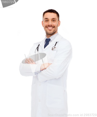 Image of smiling male doctor with stethoscope