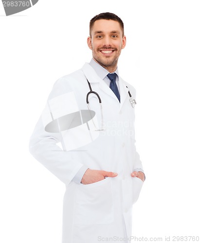 Image of smiling male doctor with stethoscope