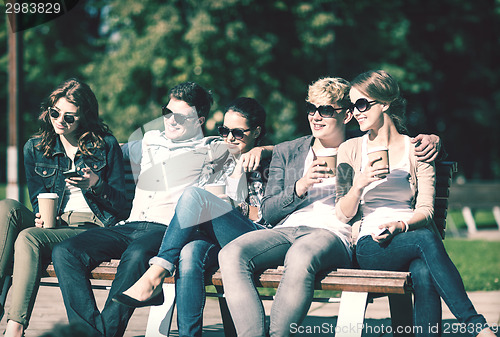 Image of group of students or teenagers hanging out