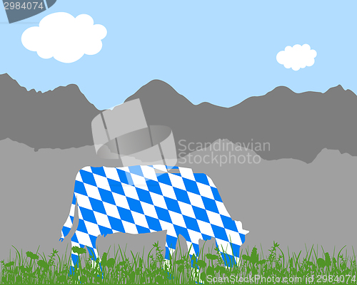 Image of Cow alp and bavarian flag