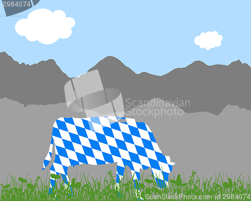 Image of Cow alp and bavarian flag