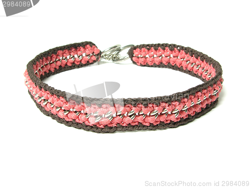 Image of Hand worked crocheted dog collar out of a chain of metal