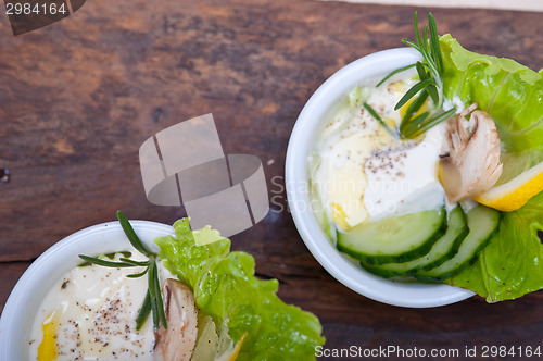 Image of fresh garlic cheese dip salad