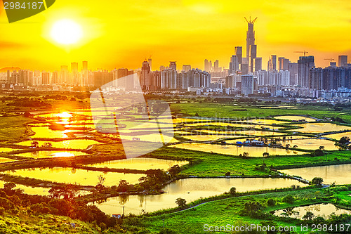 Image of hong kong countryside sunset