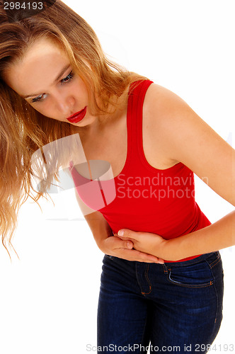 Image of Woman with stomach pain.