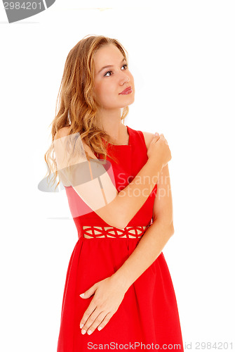Image of Woman in red dress.