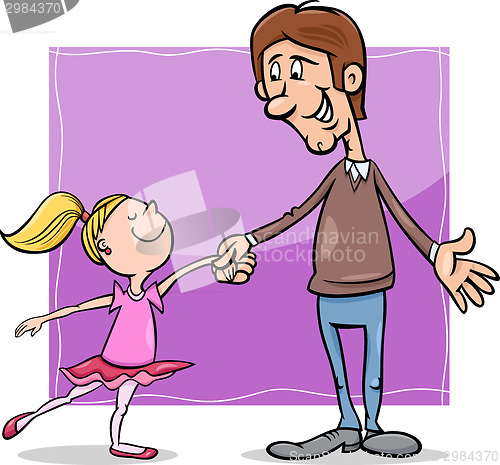 Image of father and daughter cartoon illustration