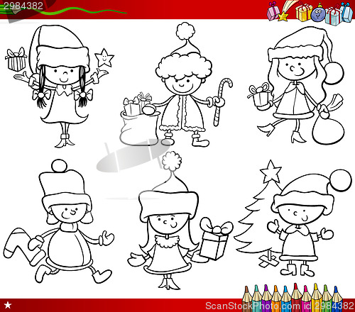 Image of christmas themes children coloring page