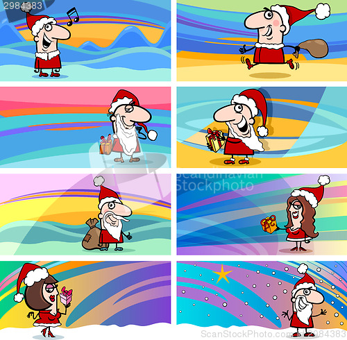 Image of cartoon greeting cards with santa claus