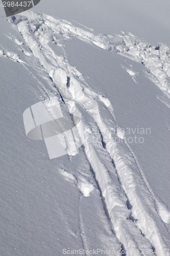 Image of Background of off-piste ski slope with new-fallen snow