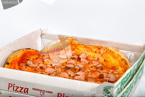 Image of Takeaway Italian pizza with hot dog