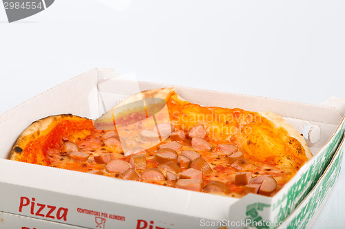 Image of Takeaway Italian pizza with hot dog