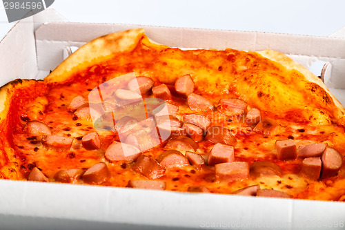 Image of Takeaway Italian pizza with hot dog