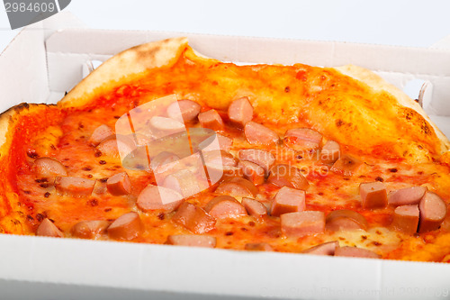 Image of Takeaway Italian pizza with hot dog