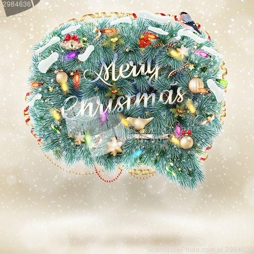 Image of Christmas fir tree Bubble for speech. EPS 10