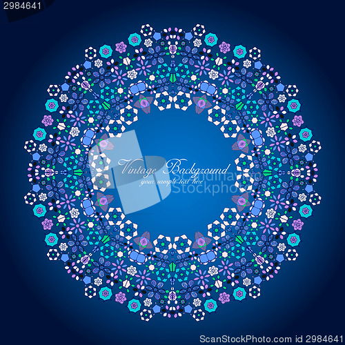 Image of Ornamental round lace pattern.Delicate circle background