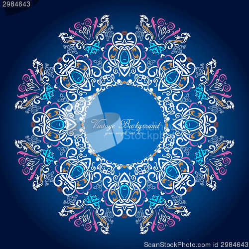 Image of Ornamental round lace pattern.Delicate circle background