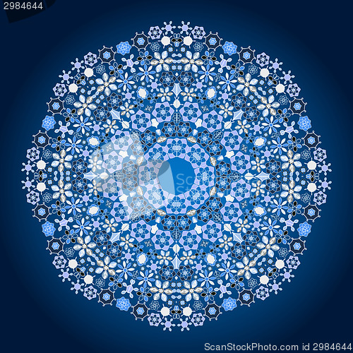 Image of Ornamental round lace pattern.Delicate circle background