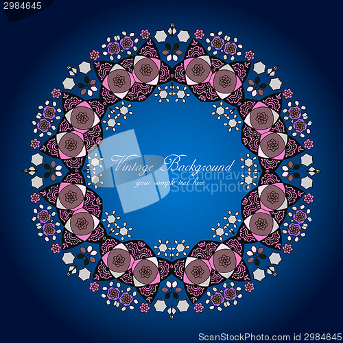 Image of Ornamental round lace pattern.Delicate circle background