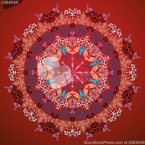 Image of Ornamental round lace pattern.Delicate circle background