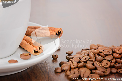 Image of Close up shot with white cup of coffee