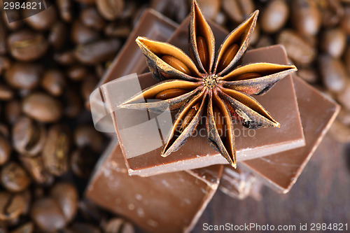 Image of Macro shot to anise, chocolate and coffee beans