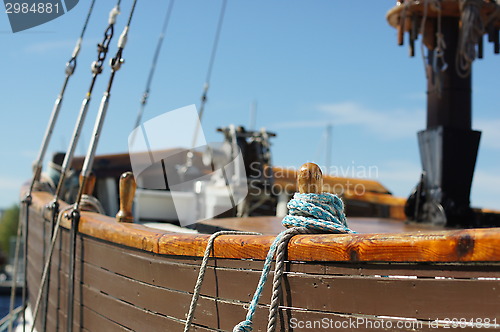 Image of old sailing boat rigging