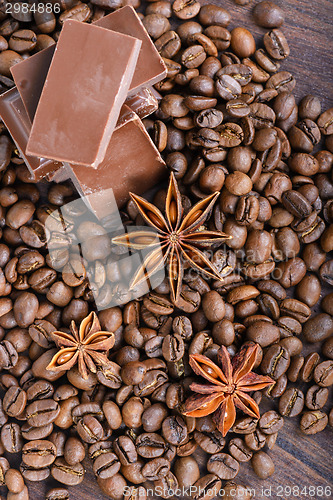 Image of The chocolate, coffee beans and anise