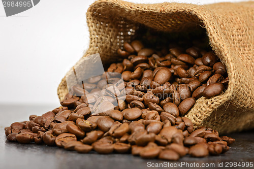 Image of Studio shot of coffee beans in a bag