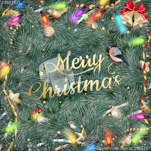 Image of Golden Christmas greeting. EPS 10