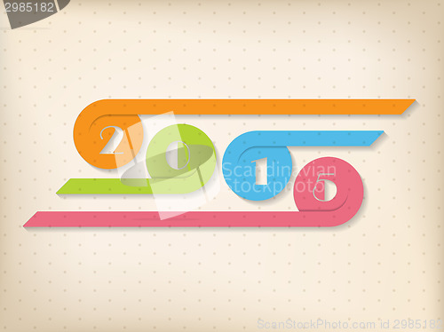 Image of Year 2015 background with colorful ribbons