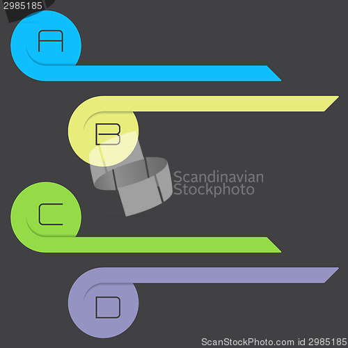 Image of Curling arrow infographic with alphabet options