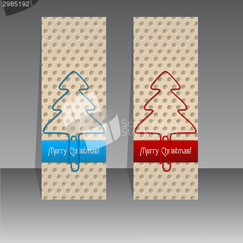 Image of Christmas label design with paperclip trees 