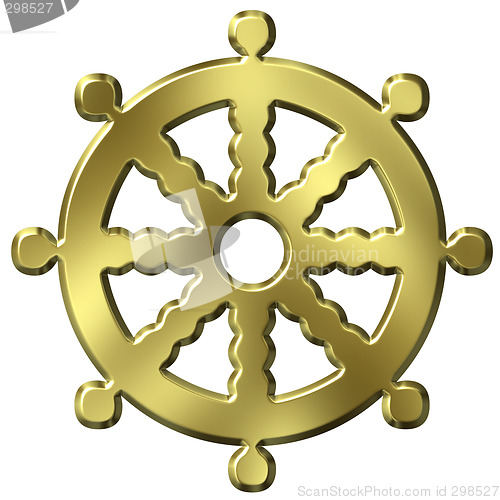 Image of 3D Golden Buddhism Symbol Wheel of Life