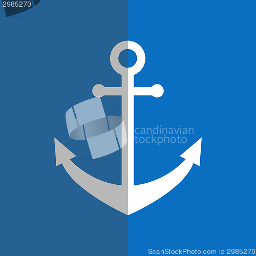 Image of Flat white anchor on blue