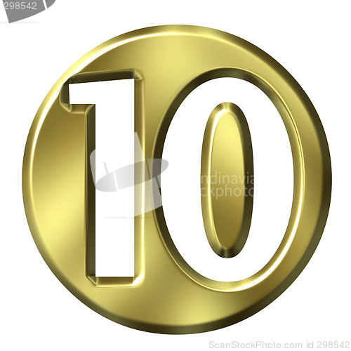 Image of 3D Golden Framed Number 10