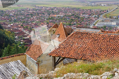 Image of View of Rasnov from fortress. Transylvania, Brasov, Romania